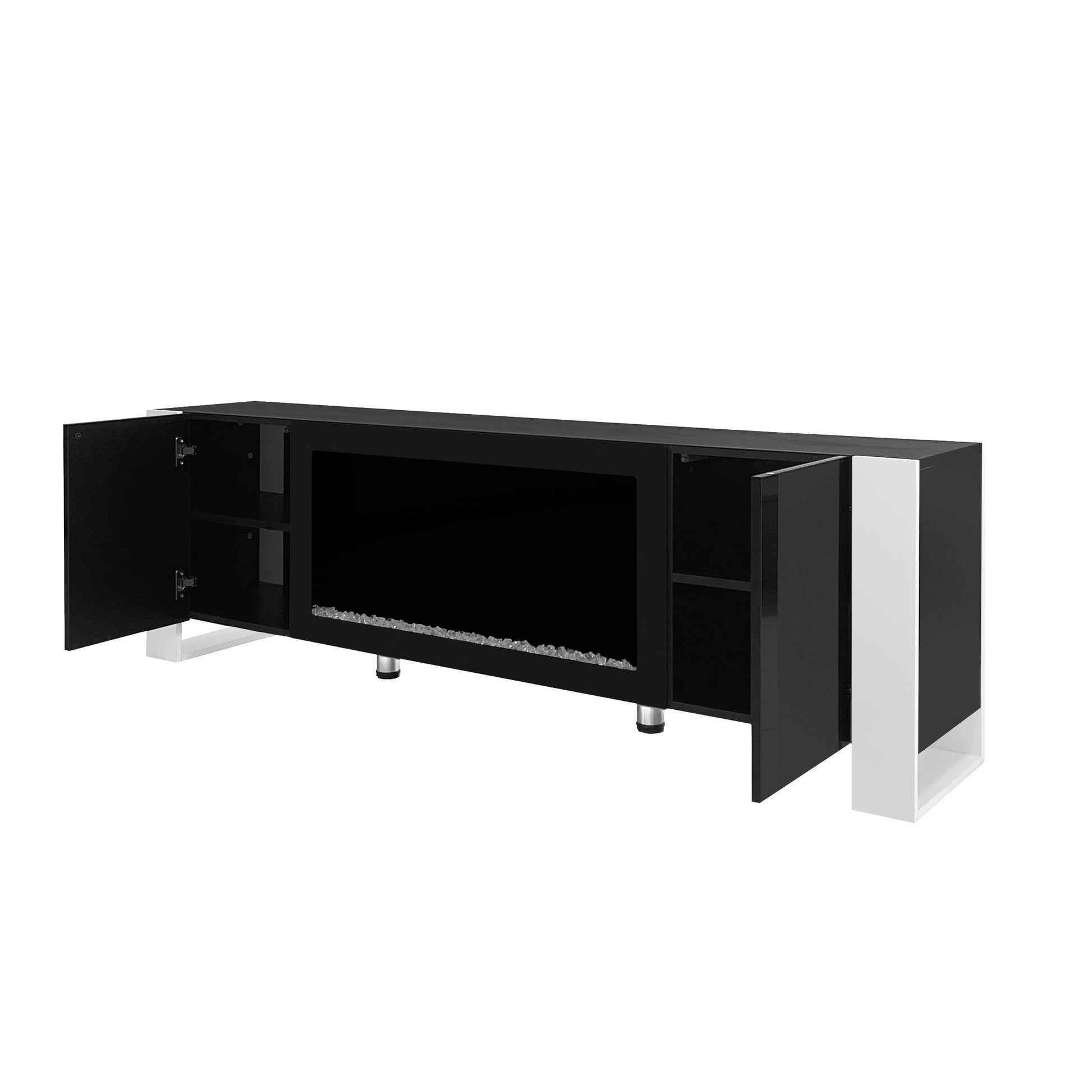 ON TREND Modern TV Stand with 34.2" Non heating black-primary living space-70-79 inches-70-79