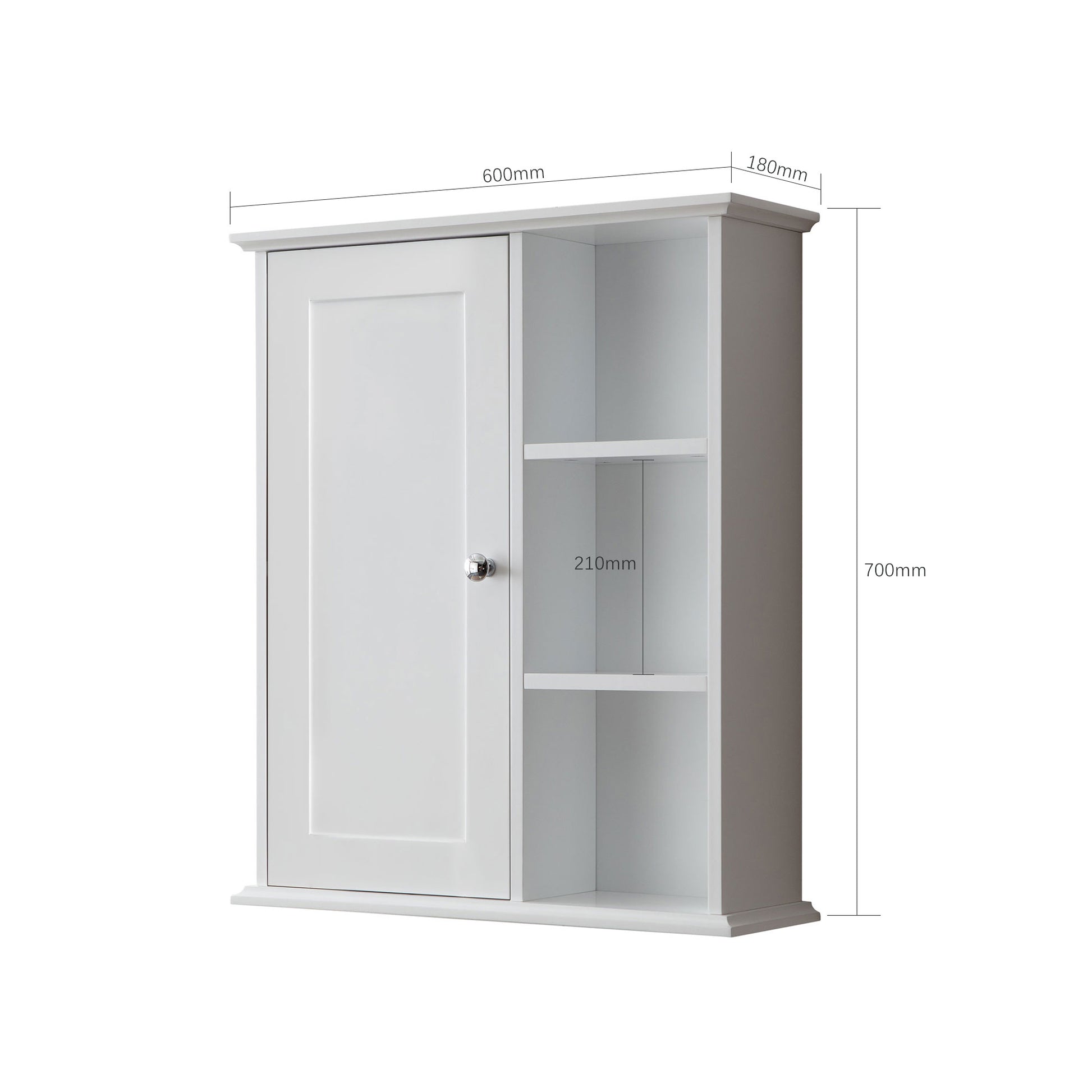 Bathroom Wall Cabinet in White Ready to Assemble white-3-soft close doors-wall mounted-mdf-painted