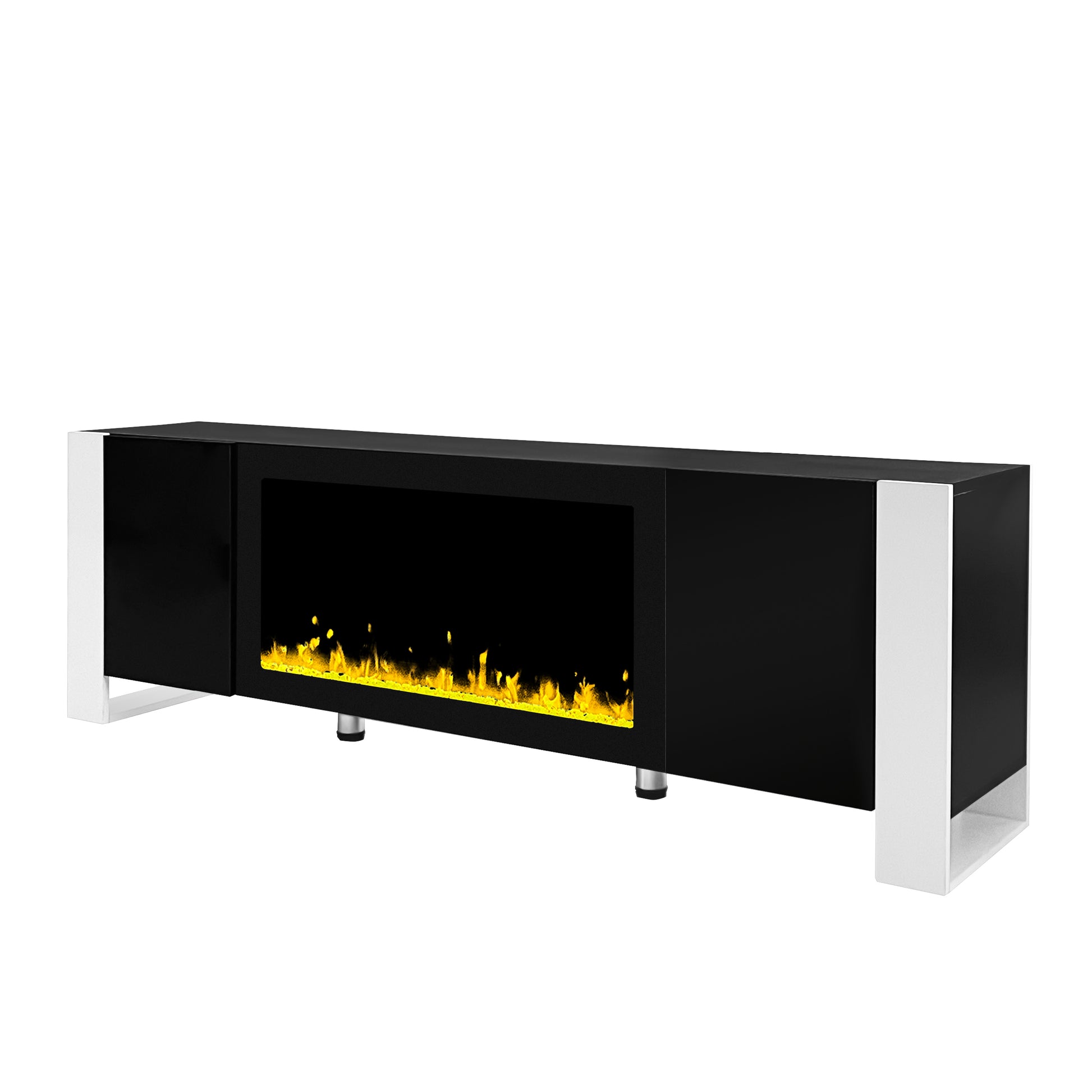 ON TREND Modern TV Stand with 34.2" Non heating black-primary living space-70-79 inches-70-79