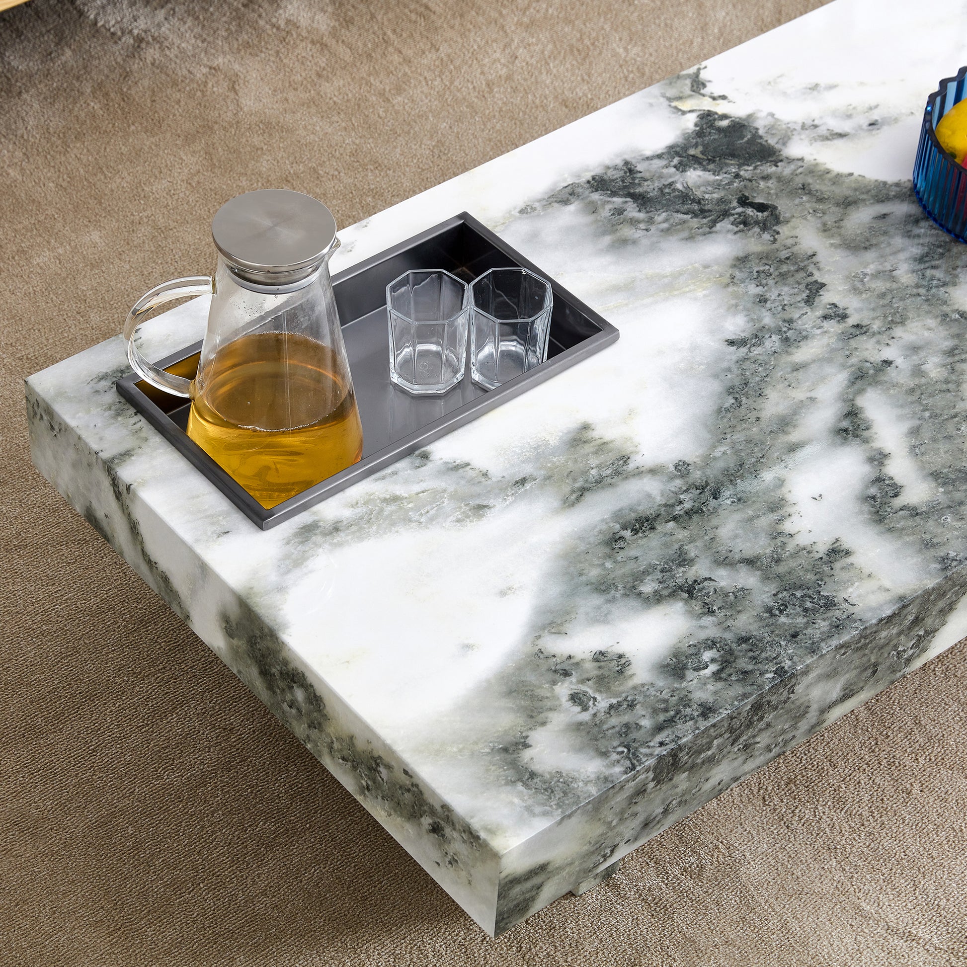 A modern and practical coffee table with black and white-mdf