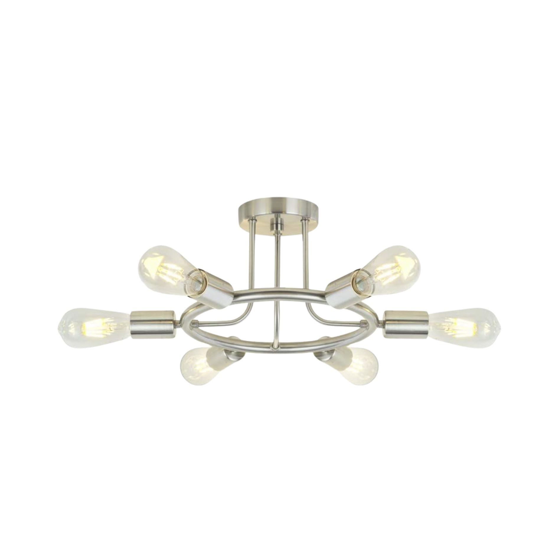 6 Light Modern Sputnik Lights Semi Flush Mount Ceiling brushed nickel-metal