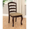 Set of 2 Fabric Padded Seat Dining Chairs in Dark solid-walnut-dining room-dining chairs-ladder