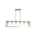 6 Light Rectangle Chandelier Contemporary Farmhouse brushed nickel-metal