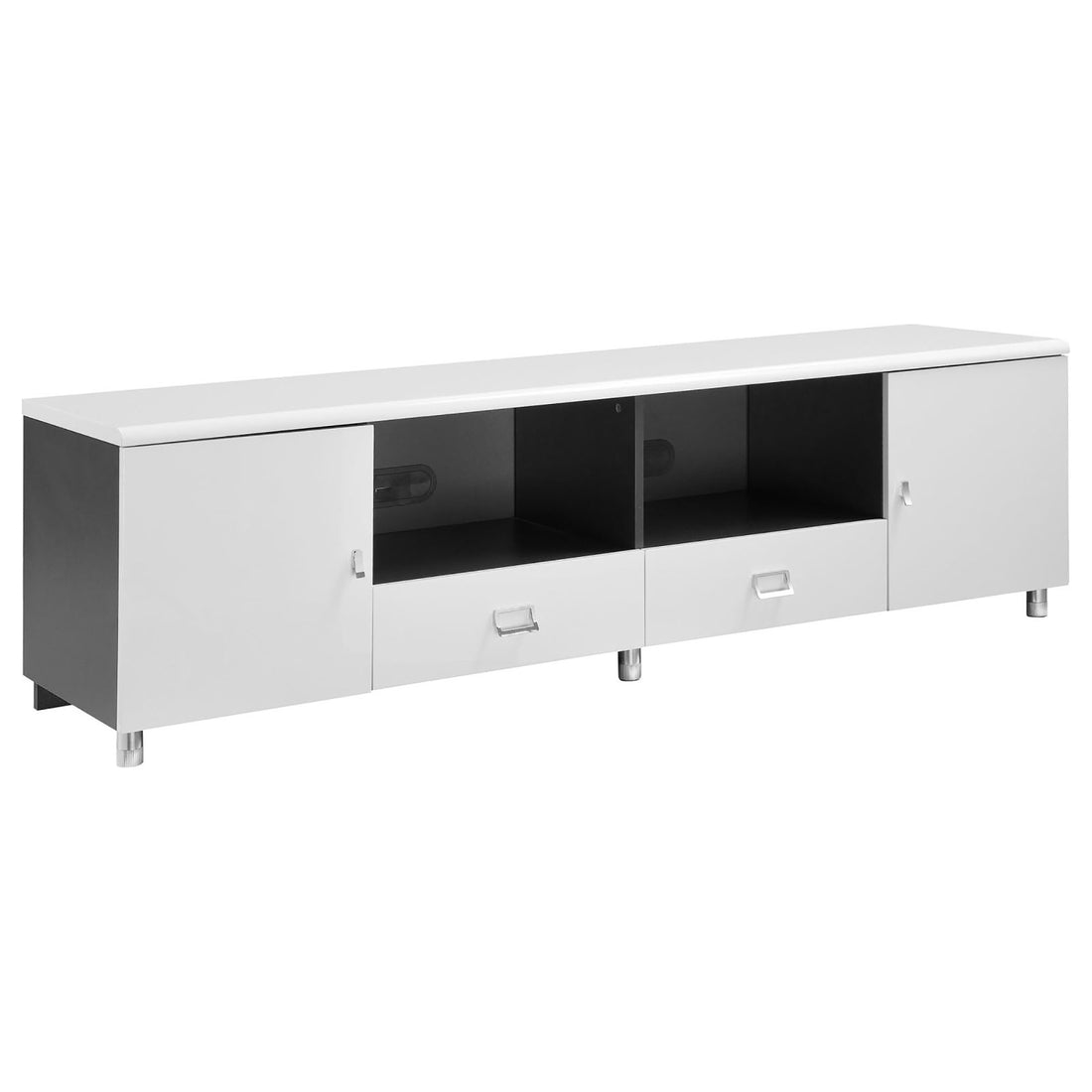 Glossy White and Grey 2 Drawer Tv Console