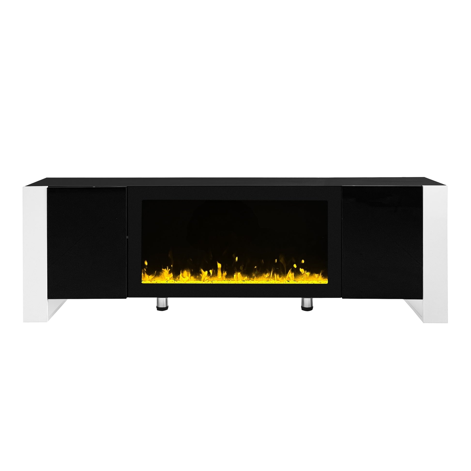 ON TREND Modern TV Stand with 34.2" Non heating black-primary living space-70-79 inches-70-79