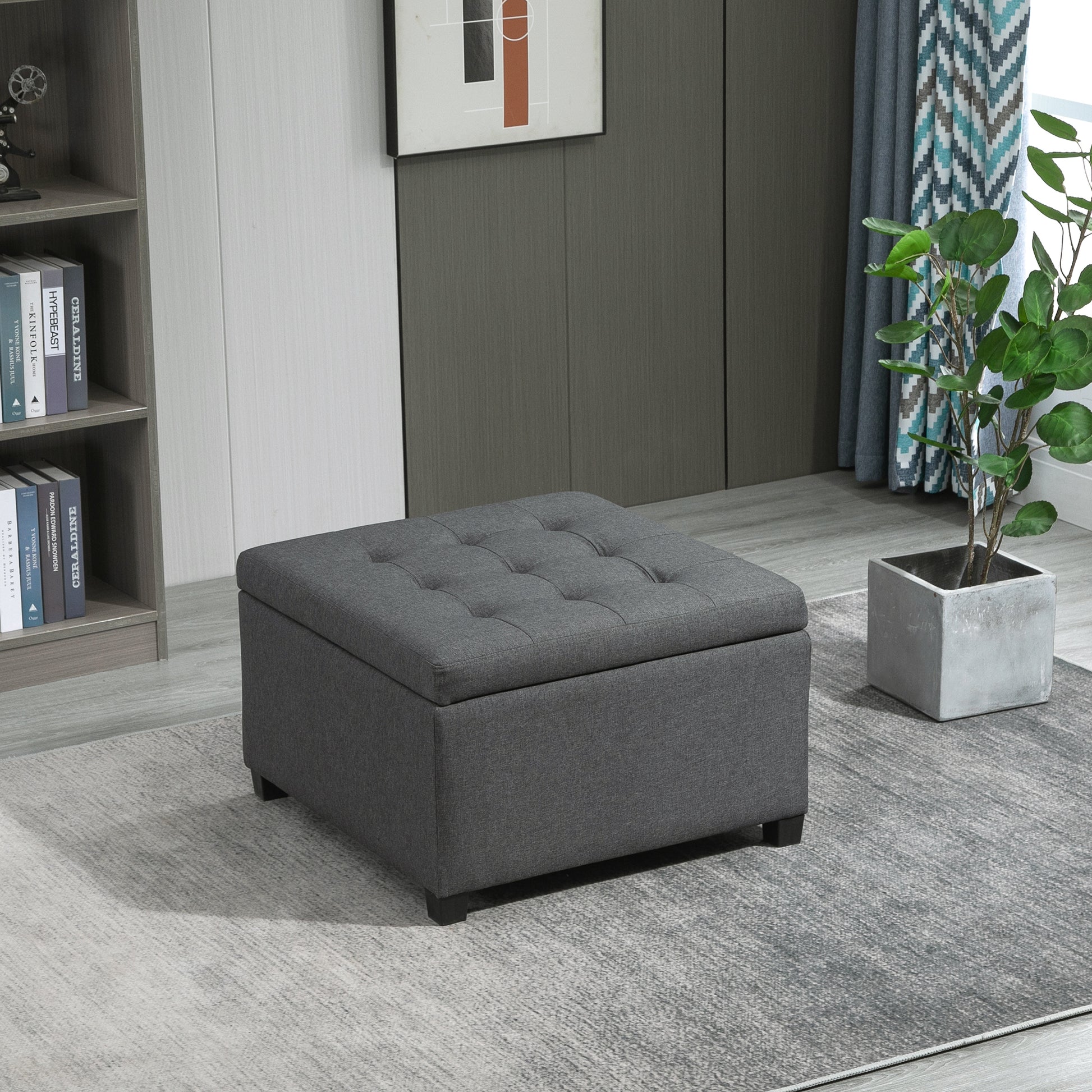 Homcom Fabric Tufted Storage Ottoman with Flip