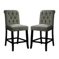 Set of 2 Fabric Upholstered Dining Chairs in Antique solid-antique black-dining room-wood+fabric