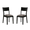 Set of 2 Padded Leatherette Dining Chairs in Black and solid-black-dining room-dining chairs-faux