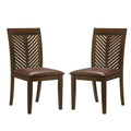 Set of 2 Vinyl Upholstered Side Chairs in Walnut