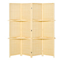 HOMCOM 4 Panel Folding Room Divider, 6 Ft Freestanding natural-bamboo