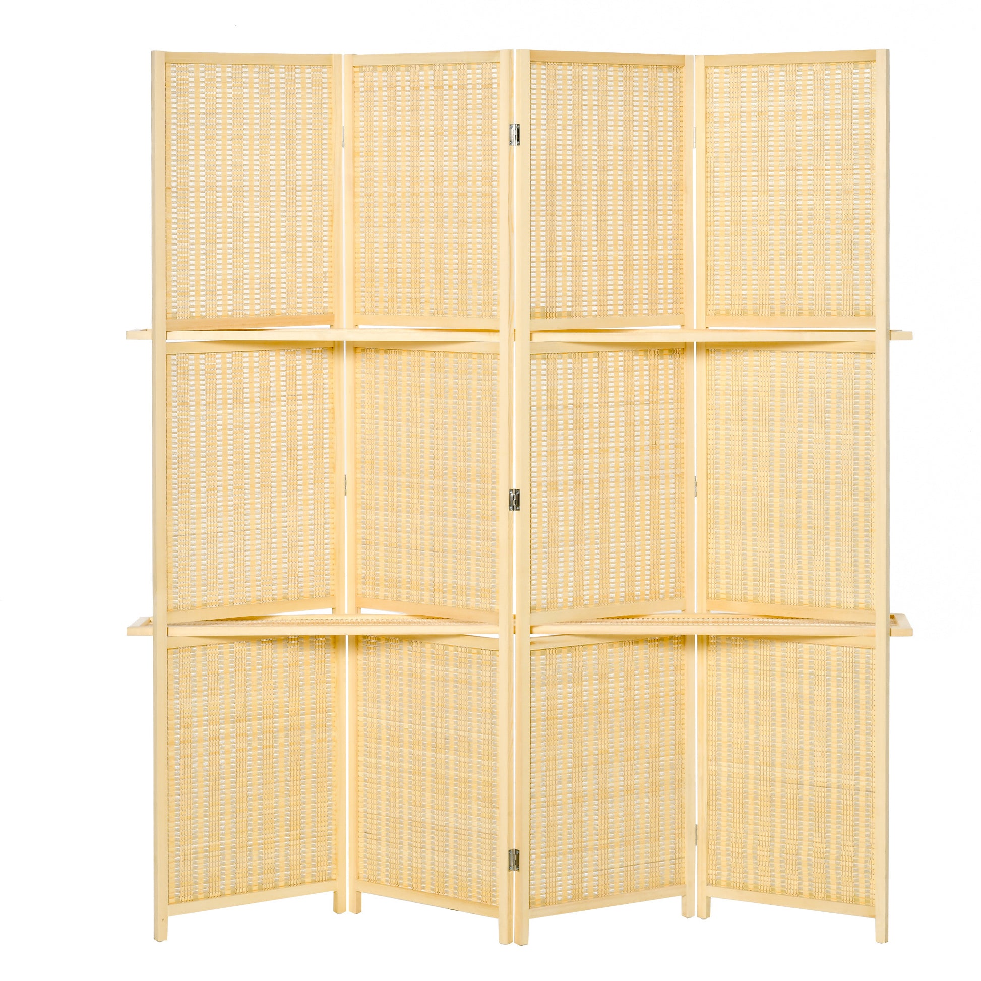 HOMCOM 4 Panel Folding Room Divider, 6 Ft Freestanding natural-bamboo