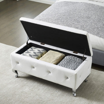 Upholstered Storage Ottoman Bench For Bedroom End