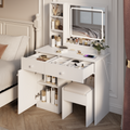 Fashion Vanity Desk with Mirror and Lights for Makeup white-mdf