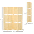 HOMCOM 4 Panel Folding Room Divider, 6 Ft Freestanding natural-bamboo