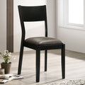 Set of 2 Padded Leatherette Dining Chairs in Black and solid-black-dining room-dining chairs-faux