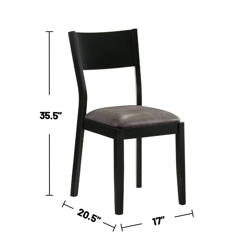 Set of 2 Padded Leatherette Dining Chairs in Black and solid-black-dining room-dining chairs-faux