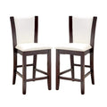 Set of 2 Padded White Leatherette Counter Height solid-white-dining room-dining chairs-faux