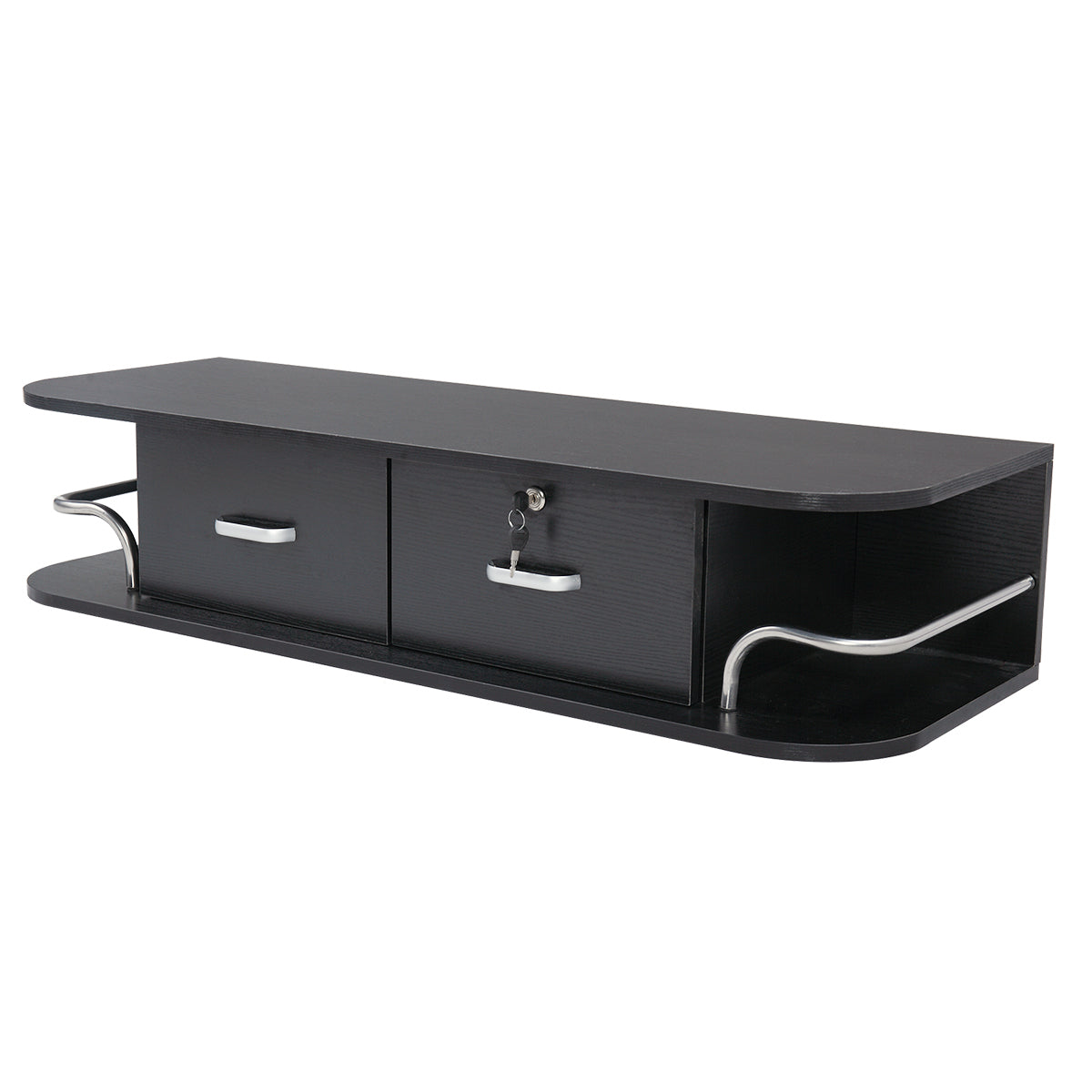 Modern Wall Mounted Styling Station, Hair Salon black-particle board