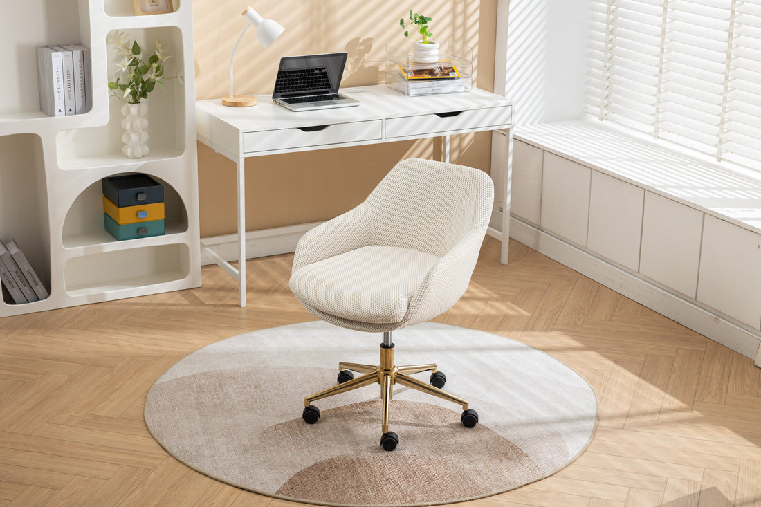 046 Mesh Fabric Home Office 360 Swivel Chair solid-beige-office-sponge-wipe