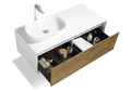 48'' Wall Mounted Single Bathroom Vanity in OAK With gloss white-engineered stone