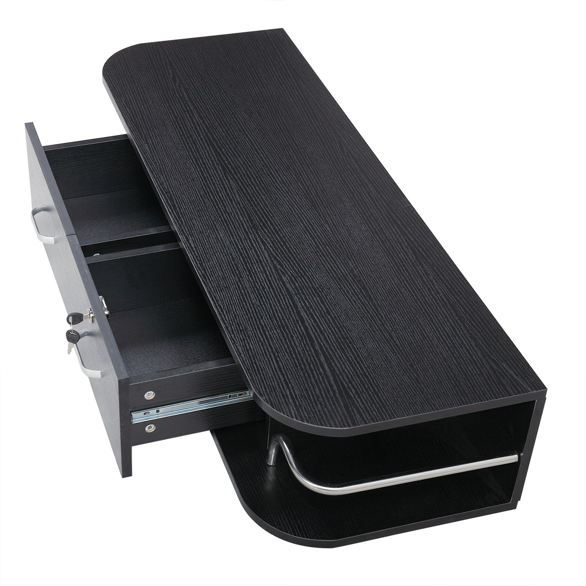 Modern Wall Mounted Styling Station, Hair Salon black-particle board