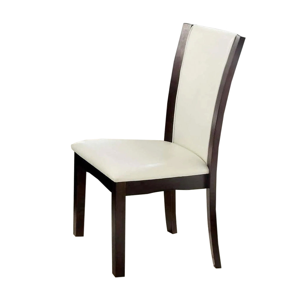 Set of 2 Padded White Leatherette Dining Chairs in solid-white-dining room-dining chairs-faux