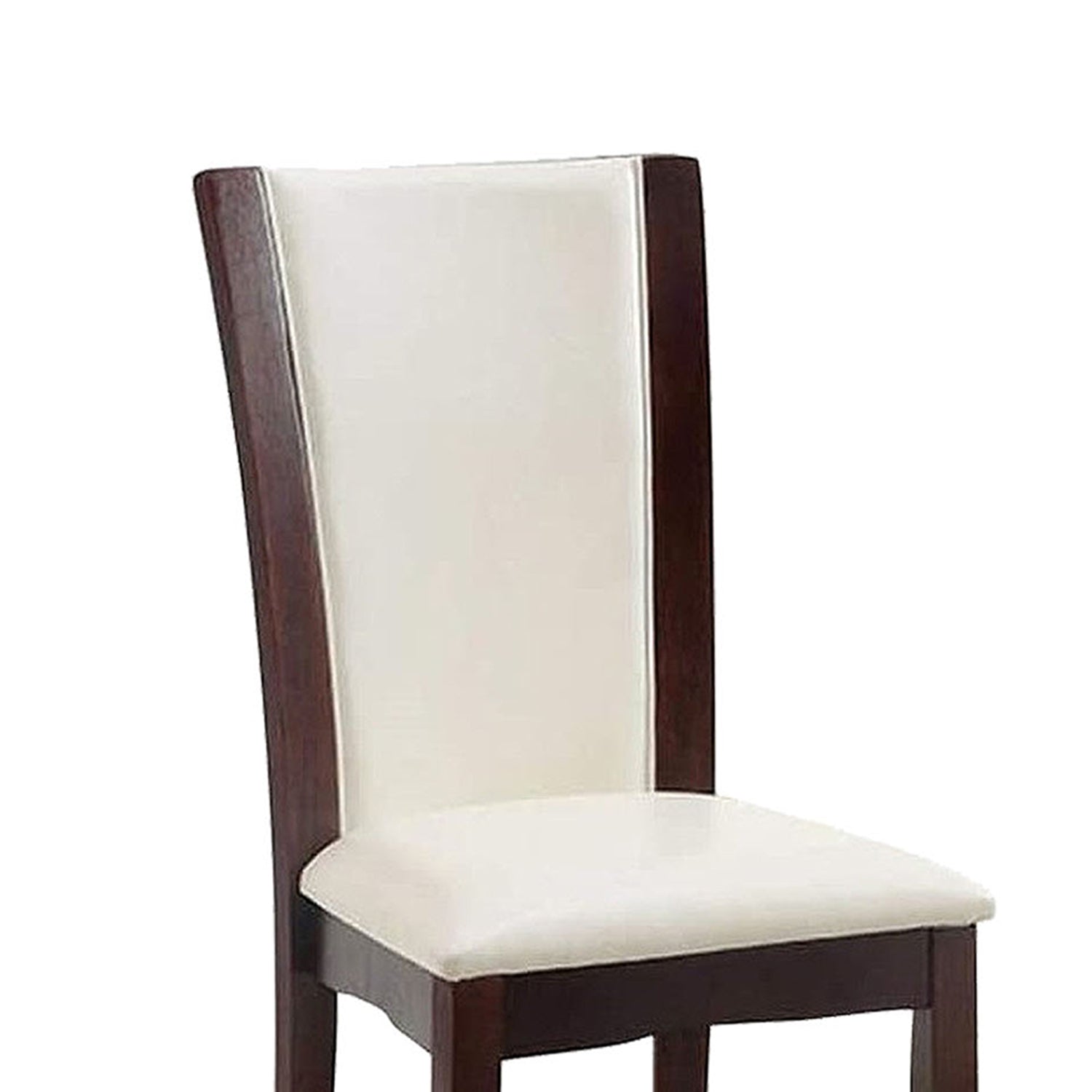 Set of 2 Padded White Leatherette Dining Chairs in solid-white-dining room-dining chairs-faux