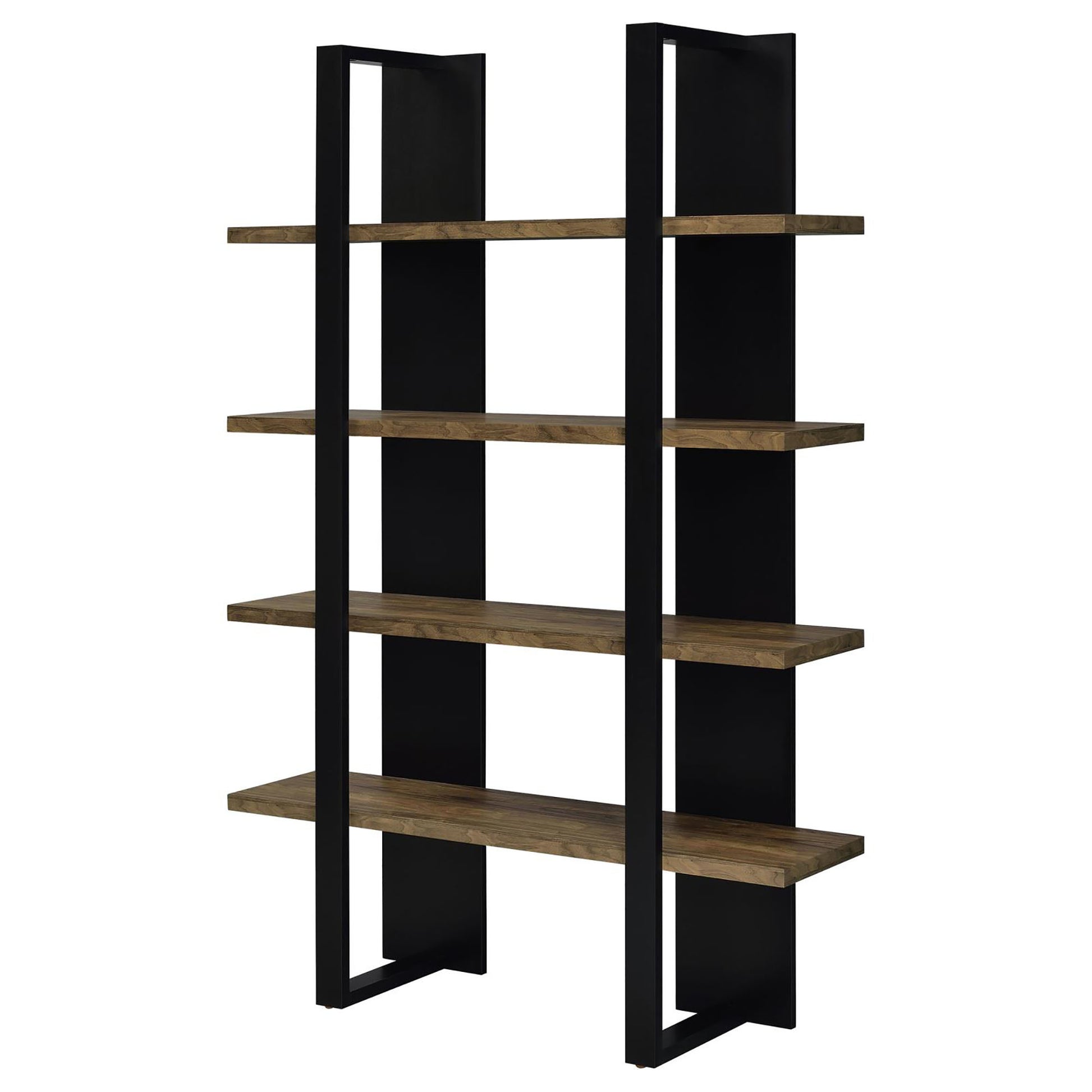 Mystrene Black and Walnut 4 Shelf Bookcase 4-black-etagere-vertical-primary living