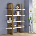 Aged Walnut and White 4 Shelf Bookcase 4-brown-brown-etagere-vertical-primary living