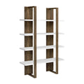 Aged Walnut and White 4 Shelf Bookcase 4-brown-brown-etagere-vertical-primary living