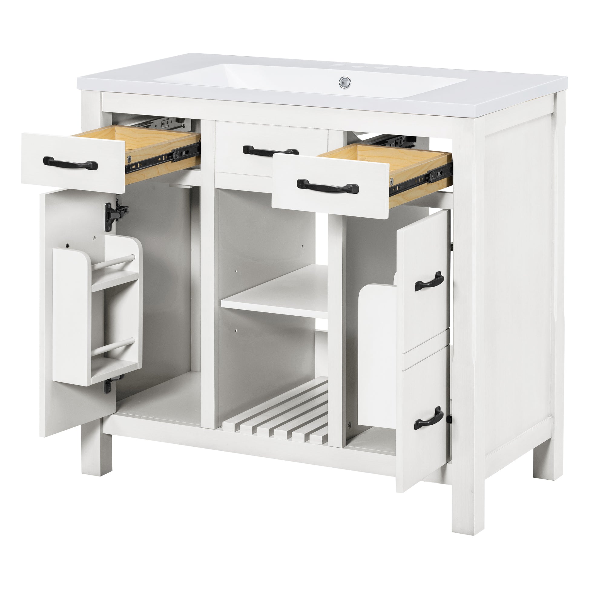 36''Bathroom Vanity with Undermount Sink,Modern 2-white-2-2-adjustable