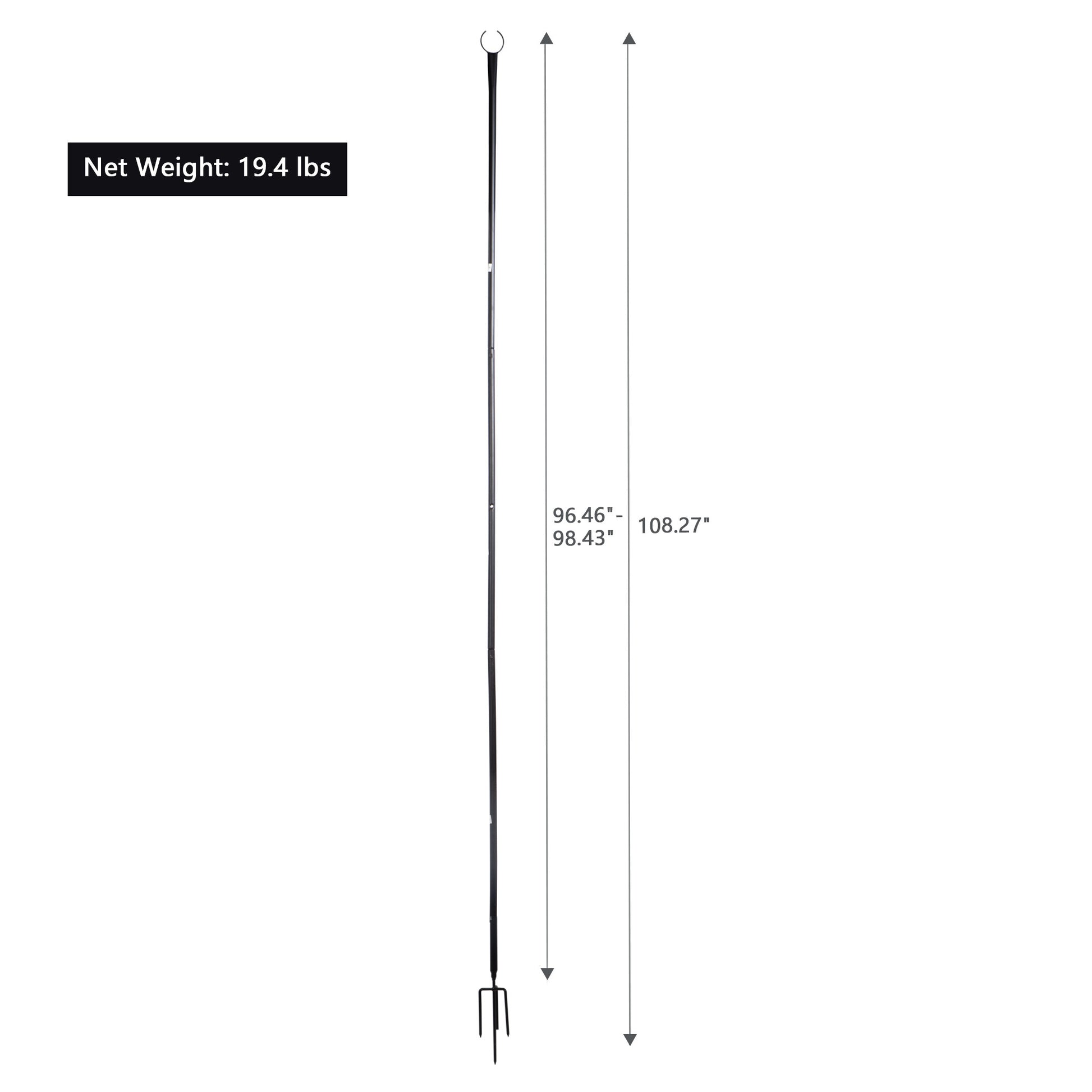 Set of 6 RC String Light Pole, 9 FT Lighting Stand black-metal