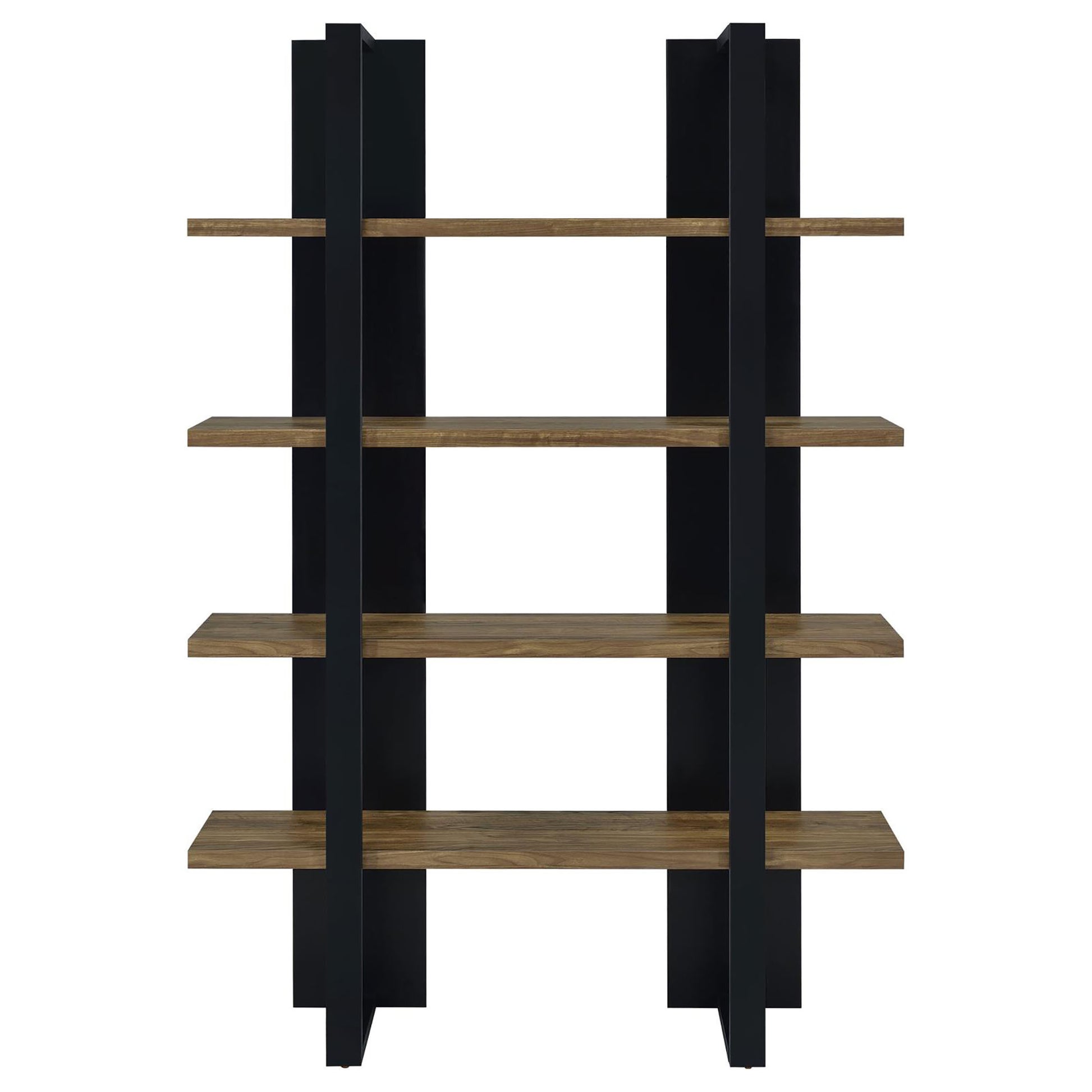 Mystrene Black and Walnut 4 Shelf Bookcase 4-black-etagere-vertical-primary living