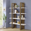 Aged Walnut and White 4 Shelf Bookcase 4-brown-brown-etagere-vertical-primary living