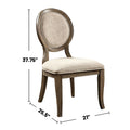 Set of 2 Padded Beige Fabric Dining Chairs in