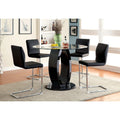 Set of 2 Padded Leatherette Dining Chairs in Black and solid-chrome-dining room-metal