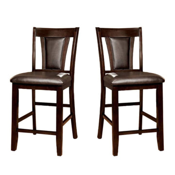 Set of 2 Padded Espresso Leatherette Counter Height solid-cherry-dining room-dining chairs-wood