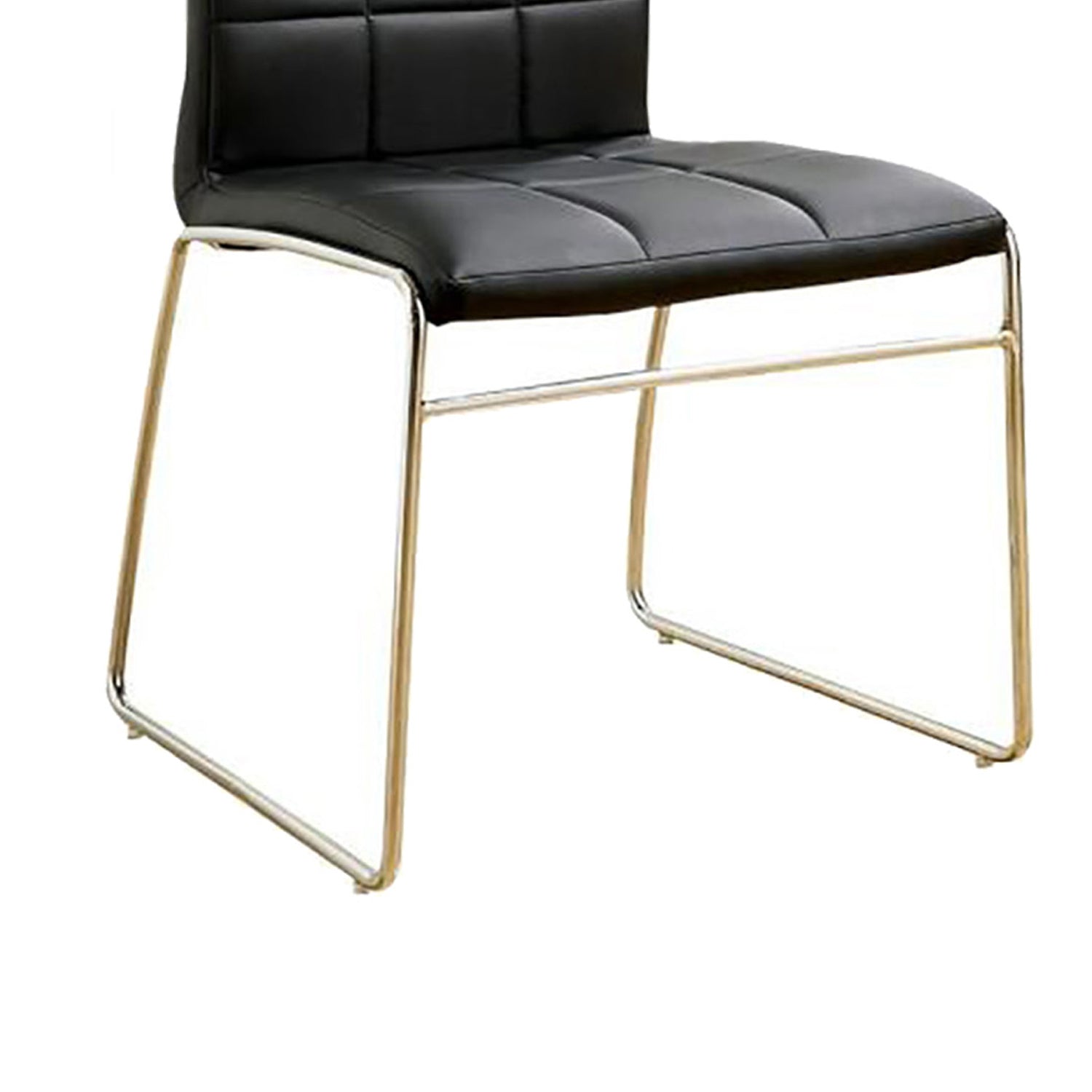 Set of 2 Leatherette Upholstered Side Chairs in Black solid-black-dining room-side chair-faux leather