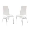 Set of 2 Padded Leatherette Side Chairs in White and solid-white-dining room-side chair-faux leather