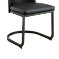 Set of 2 Padded Black Leatherette Side Chairs in Dark solid-black-dining room-dining chairs-faux