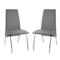 Set of 2 Padded Gray Leatherette Side Chairs in Chrome solid-gray-dining room-side chair-faux leather