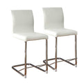 Set of 2 Padded Leatherette Counter Height Chairs in white-dining room-dining chairs-faux leather