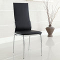 Set of 2 Padded Black Leatherette Dining Chairs in solid-black-dining room-dining chairs-faux