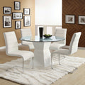 Set of 2 Padded White Leatherette Side Chiars in solid-white-dining room-side chair-faux leather