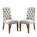 Set of 2 Ivory Fabric Upholstered Dining Chairs