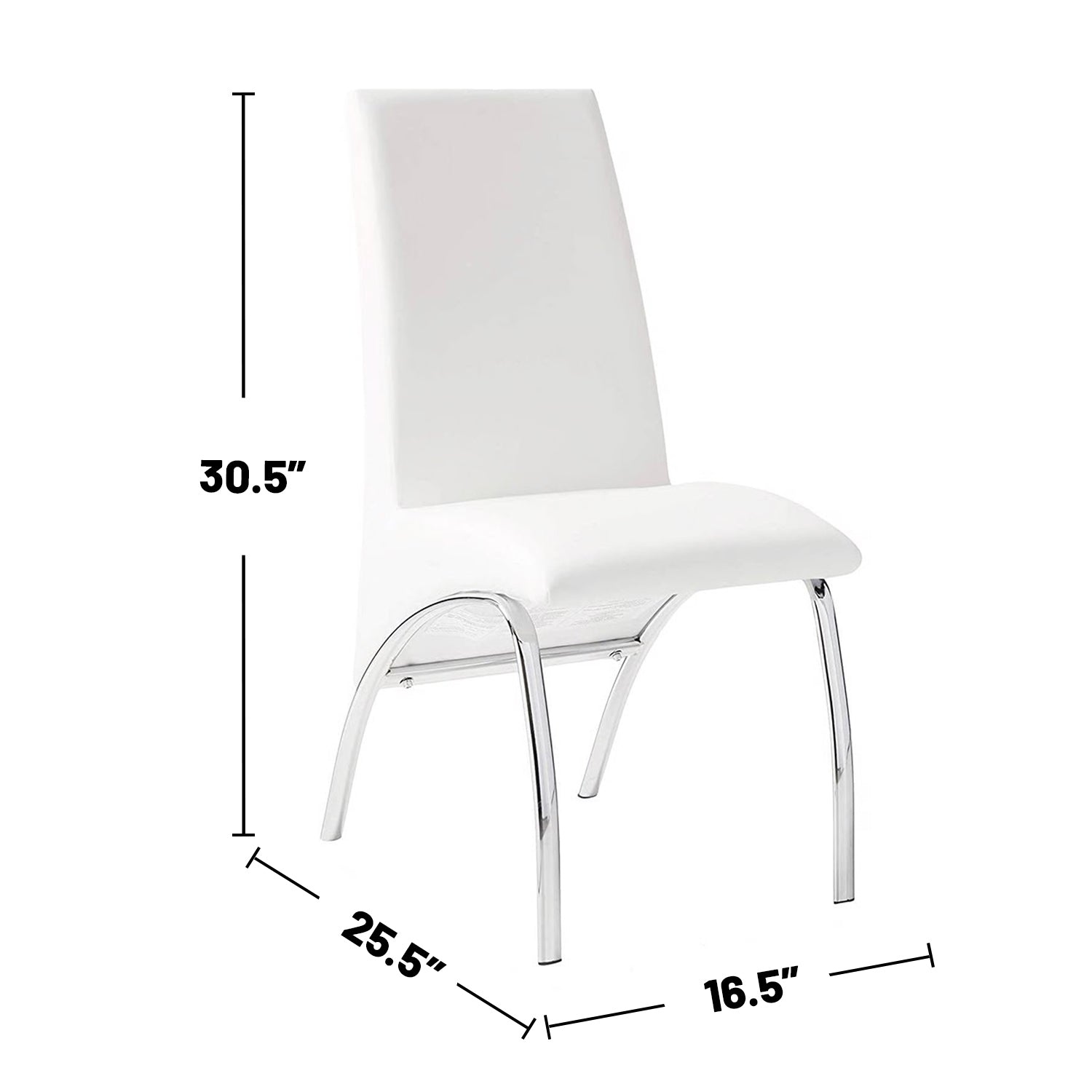 Set of 2 Padded Leatherette Side Chairs in White and solid-white-dining room-side chair-faux leather