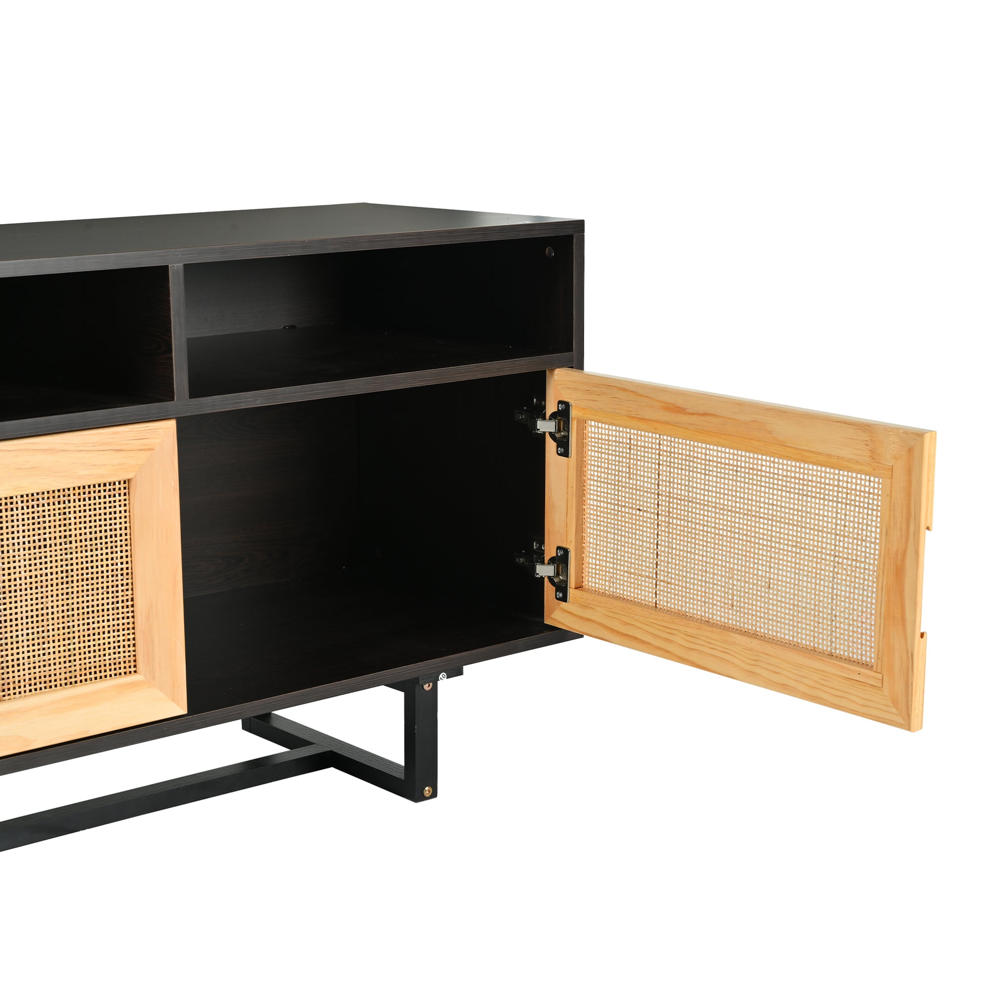 Retro Rattan Console Table 3 door TV Stand Media espresso-mdf