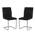 Set of 2 Padded Leatherette Side Chairs with L Shape solid-black-dining room-dining chairs-faux