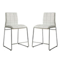 Set of 2 Leatherette Upholstered Counter Hight Chairs solid-white-dining room-side chair-faux leather