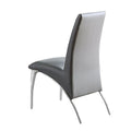 Set of 2 Padded Gray Leatherette Side Chairs in Chrome solid-gray-dining room-side chair-faux leather